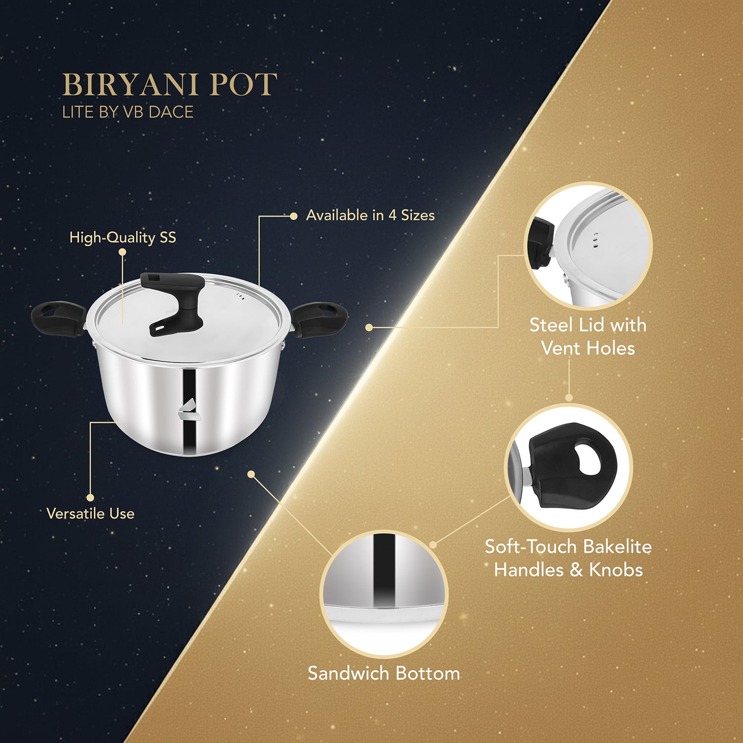 Biryani Pot (Sandwich Bottom)